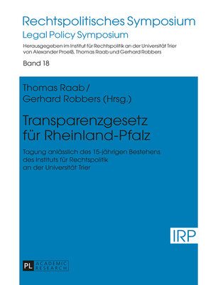 cover image of Transparenzgesetz fuer Rheinland-Pfalz